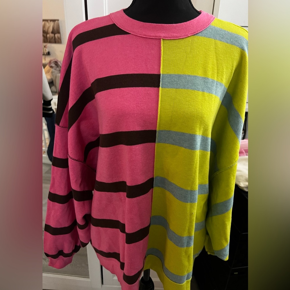 Free People Uptown Stripe Pullover. NWOT. Runs oversized!